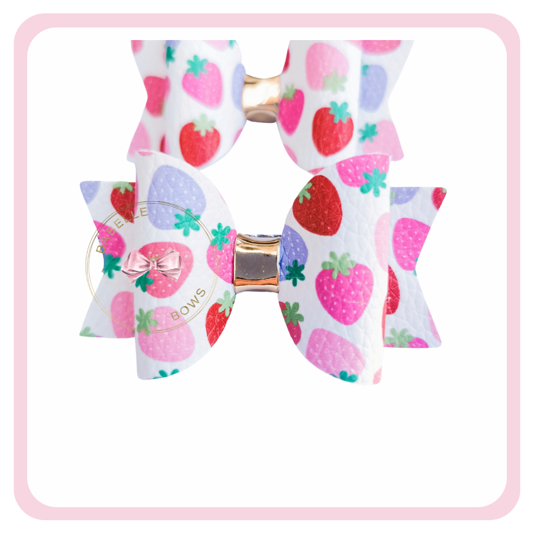 Strawberry Pigtail Hair Bows