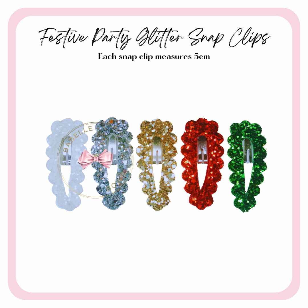 Festive Party Glitter Snap Clips