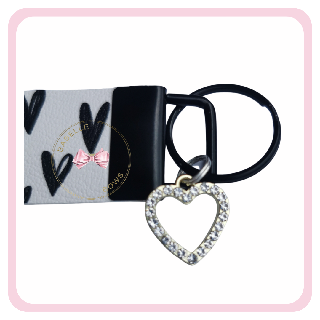 Monochrome Hearts Wristlet, with charm