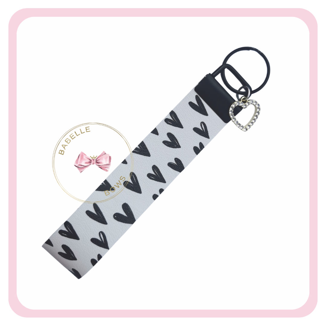 Monochrome Hearts Wristlet, with charm