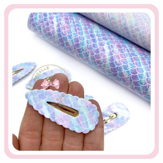 Pastel Mermaid Scales Scallop Clippies