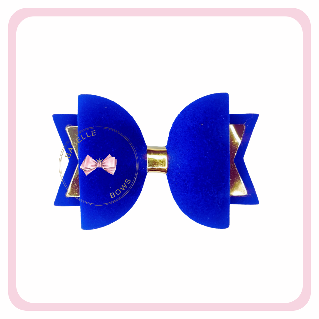 Royal Blue Suede Hair Bow