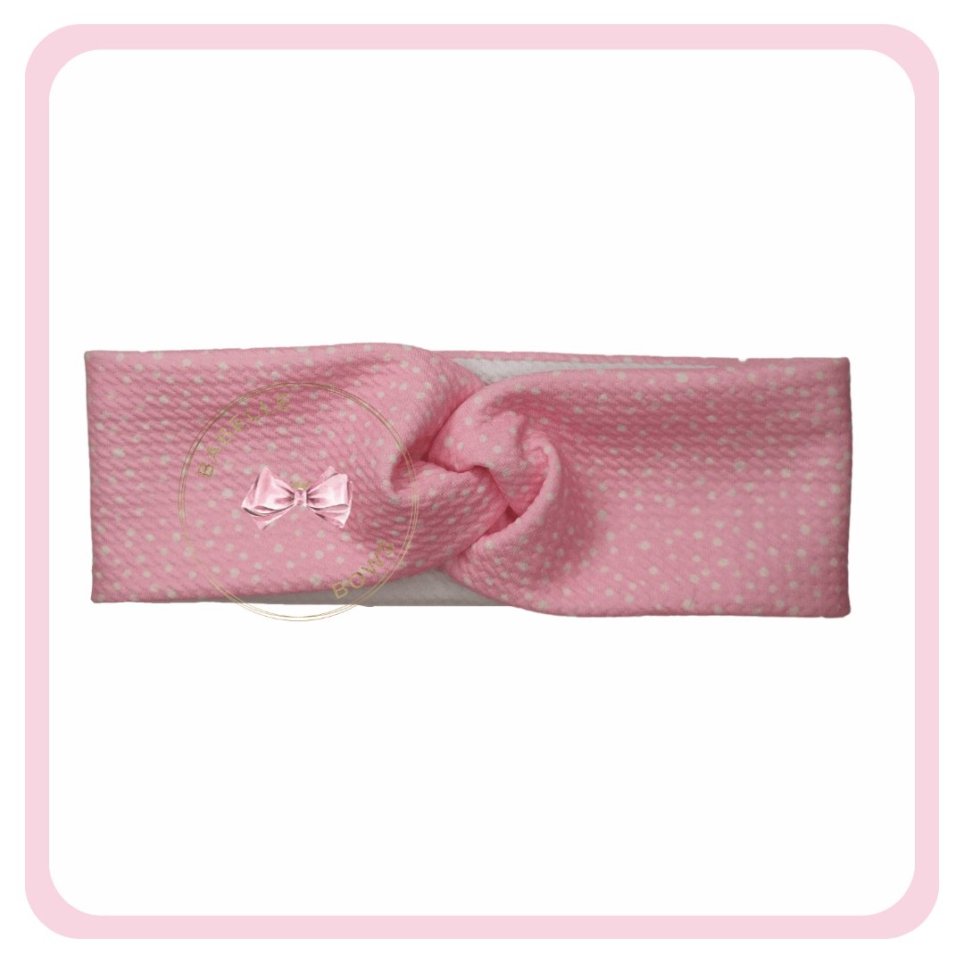 BaBelle Bows Earmuffs Pink Snow Dots Headwrap