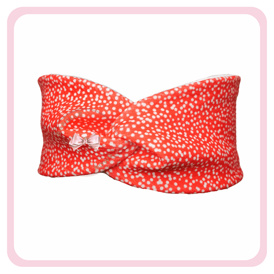 BaBelle Bows Earmuffs Red Snow Dots Bullet Headwrap