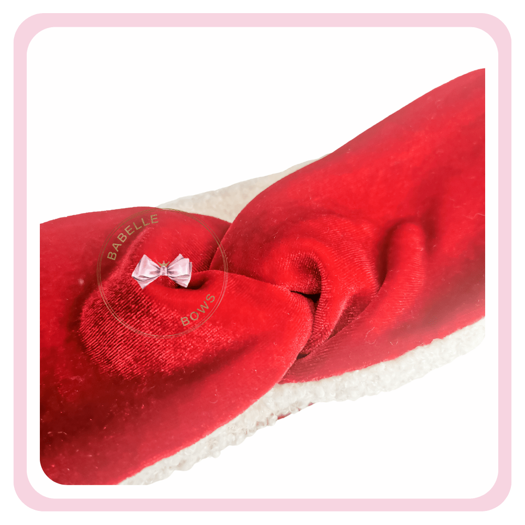 BaBelle Bows Earmuffs Red Velvet & Sherpa Headwrap