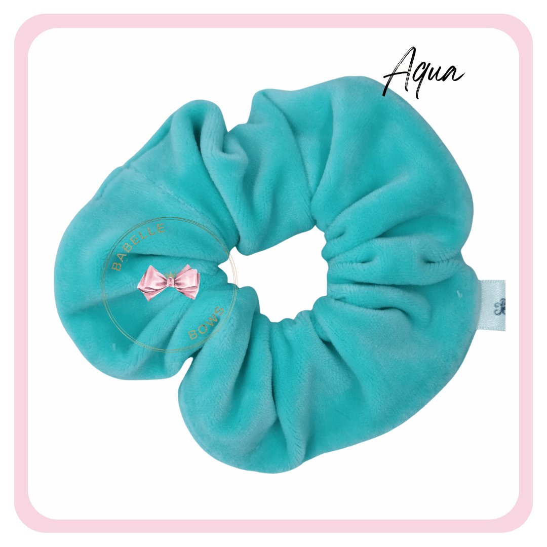 BaBelle Bows Hair Accessories Aqua Flock Velvet Snag Free Hair Scrunchies