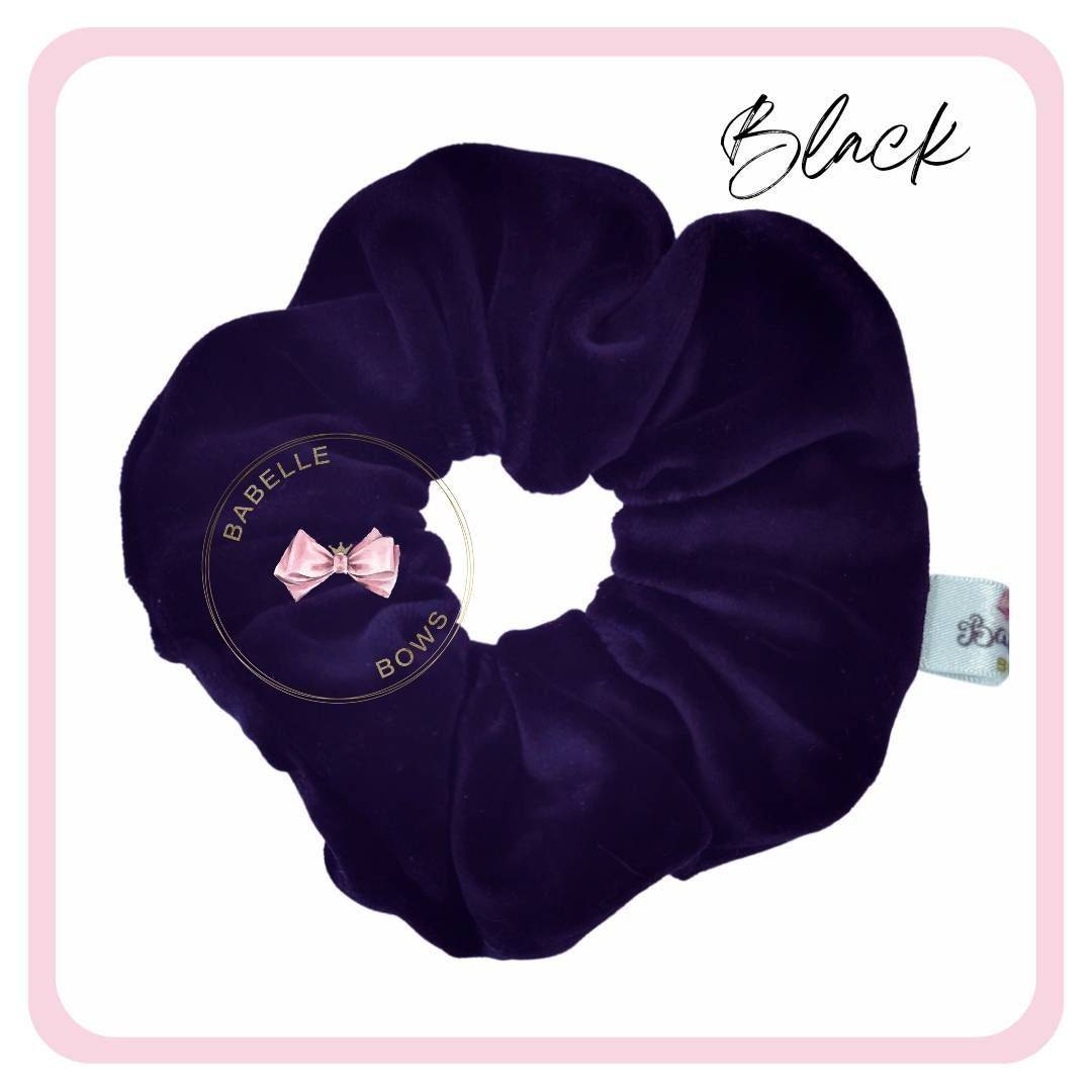 BaBelle Bows Hair Accessories Black Flock Velvet Snag Free Hair Scrunchies