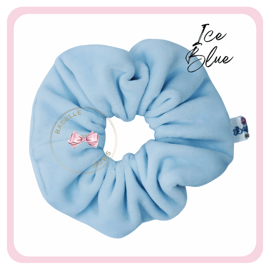 BaBelle Bows Hair Accessories Ice Blue Flock Velvet Snag Free Hair Scrunchies