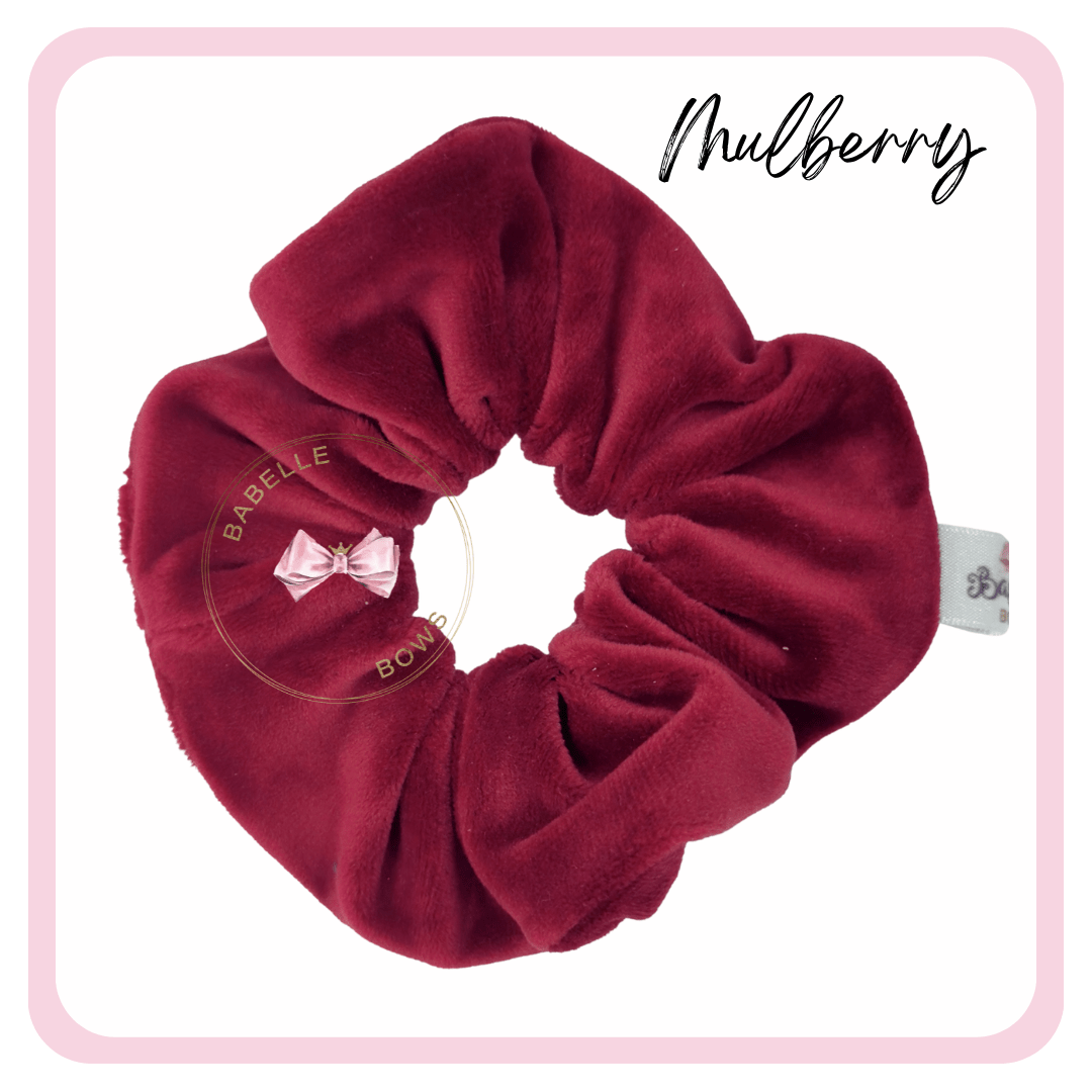 BaBelle Bows Hair Accessories Mulberry Flock Velvet Snag Free Hair Scrunchies