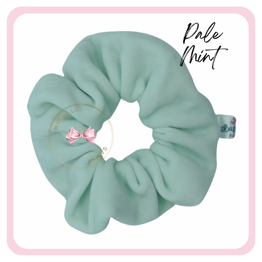 BaBelle Bows Hair Accessories Pale Mint Flock Velvet Snag Free Hair Scrunchies