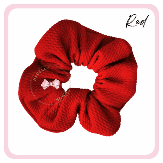 BaBelle Bows Hair Accessories Red Colour Block Bullet Fabric Snag Free Hair Scrunchies