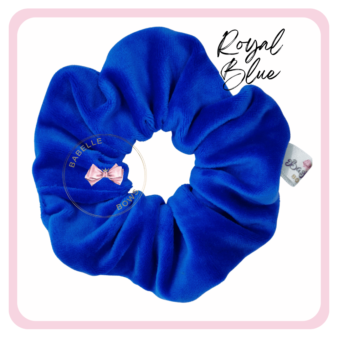 BaBelle Bows Hair Accessories Royal Blue Flock Velvet Snag Free Hair Scrunchies