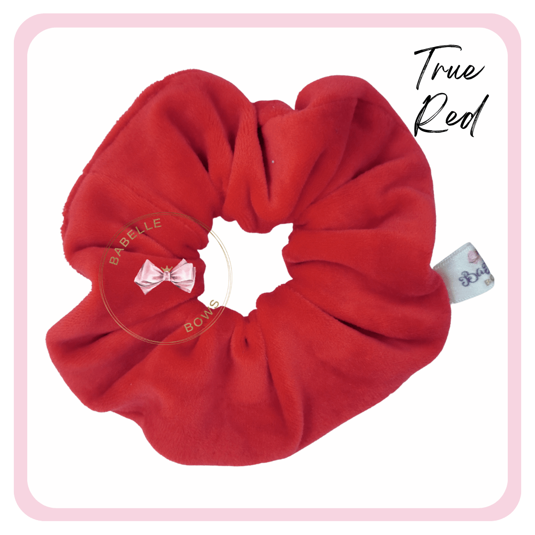 BaBelle Bows Hair Accessories True Red Flock Velvet Snag Free Hair Scrunchies