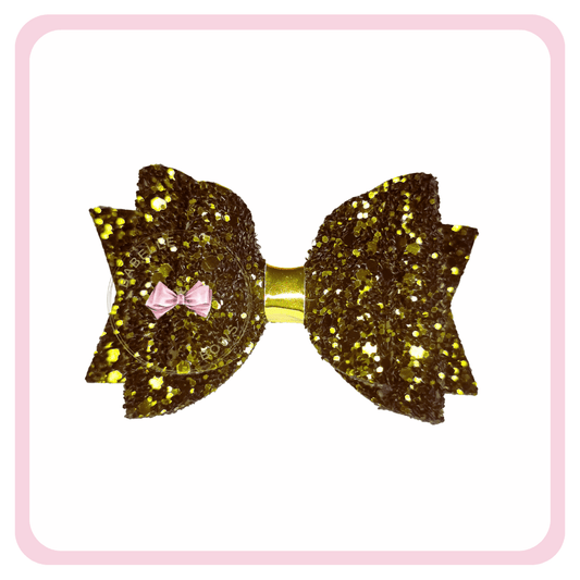 BaBelle Bows Hair Claws & Clips Khaki Glitter Hair Bow