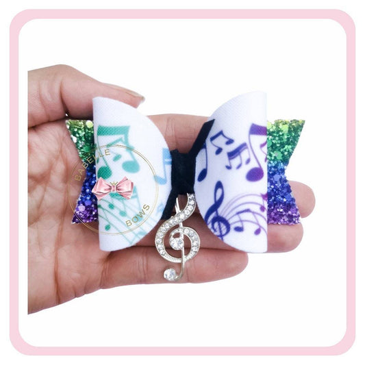 BaBelle Bows Hair Claws & Clips Musical Notation Hair Bow with Treble Clef Charm | Gifts for Girls | Music Lover