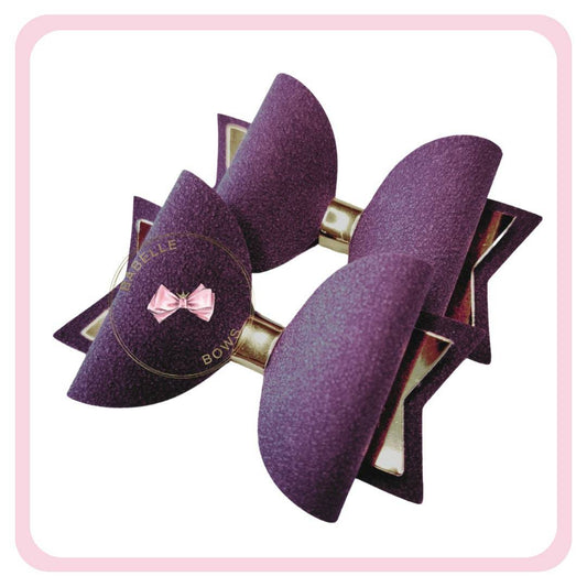 BaBelle Bows Hair Claws & Clips Purple and Gold Faux Suede Hair Bow