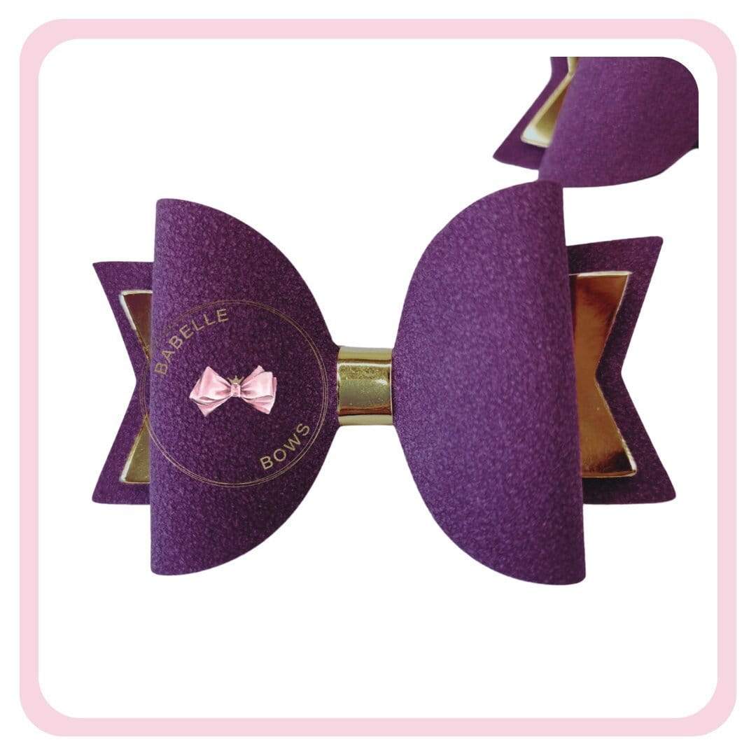 BaBelle Bows Hair Claws & Clips Purple and Gold Faux Suede Hair Bow