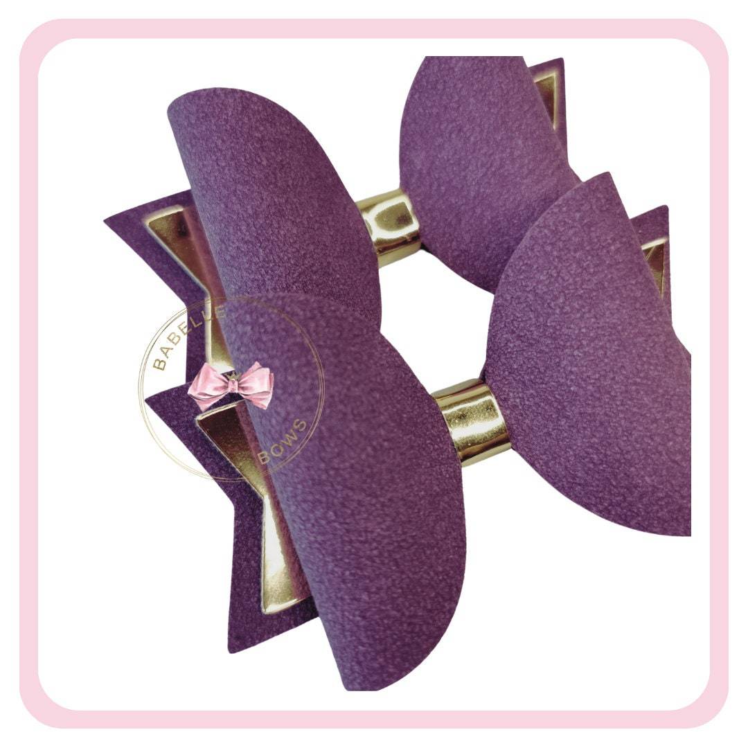 BaBelle Bows Hair Claws & Clips Purple and Gold Faux Suede Hair Bow