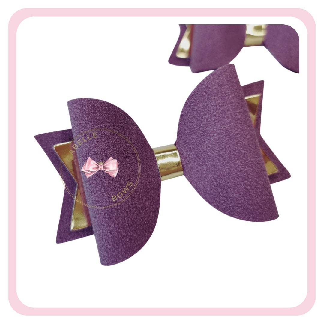 BaBelle Bows Hair Claws & Clips Purple and Gold Faux Suede Hair Bow