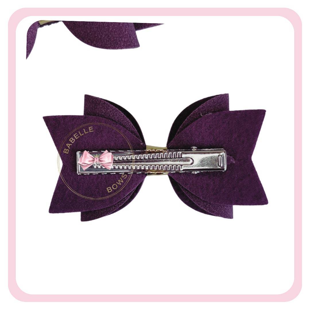 BaBelle Bows Hair Claws & Clips Purple and Gold Faux Suede Hair Bow