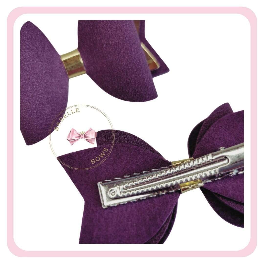 BaBelle Bows Hair Claws & Clips Purple and Gold Faux Suede Hair Bow