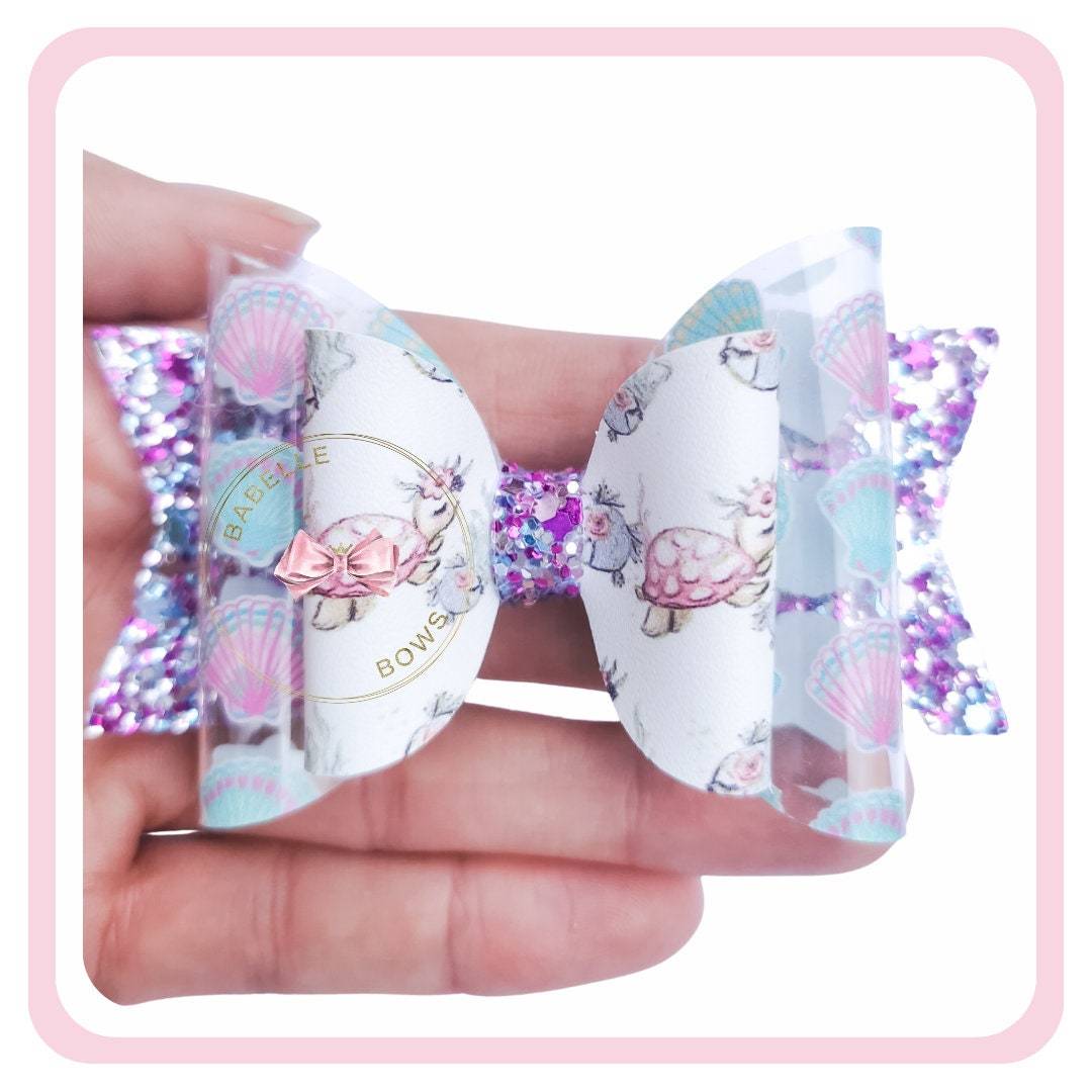 BaBelle Bows Hair Claws & Clips Underwater Sea Turtle and Sea Shells Hair Bow