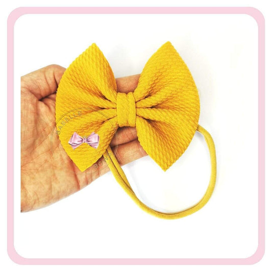 BaBelle Bows Headbands 4 Inch Mustard Bullet Bow Baby Headband